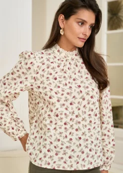 Clearance Motus Boutique Blouse Juliette BeigeBordeaux-BlouseJuliette