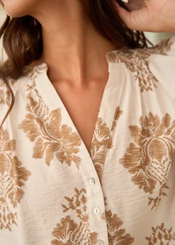 New Motus Boutique Blouse Manel ImpriméFondBeige-BlouseManel