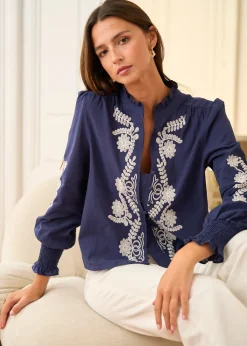 Shop Motus Boutique Blouse Roma MarineEcru-BlouseRoma