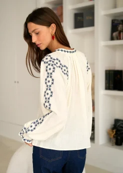 Online Motus Boutique Blouse Romane EcruMarine-BlouseRomane