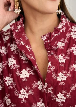Shop Motus Boutique Blouse Solange BordeauxEcru-BlouseSolange