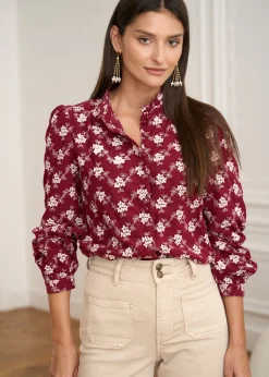 Shop Motus Boutique Blouse Solange BordeauxEcru-BlouseSolange