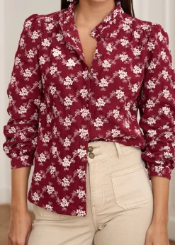 Shop Motus Boutique Blouse Solange BordeauxEcru-BlouseSolange
