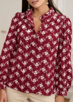 Shop Motus Boutique Blouse Solange BordeauxEcru-BlouseSolange