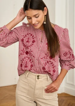 Discount Motus Boutique Blouse Ysaline VichyBordeaux-BlouseYsaline
