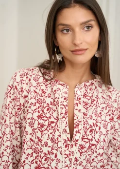 Shop Motus Boutique Blouse Zina BordeauxBeige-BlouseZina