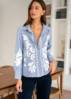 Best Sale Motus Boutique Chemise June BleuRayéBlanc-ChemiseJune
