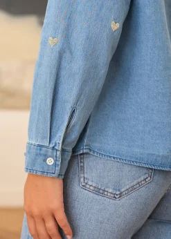 Discount Motus Boutique Chemise Léonie DenimDoré-ChemiseLéonie