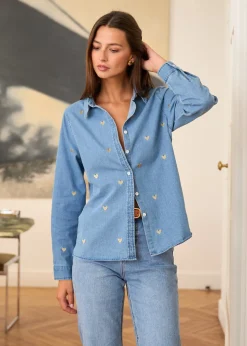 Discount Motus Boutique Chemise Léonie DenimDoré-ChemiseLéonie
