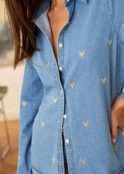Discount Motus Boutique Chemise Léonie DenimDoré-ChemiseLéonie
