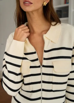 Cheap Motus Boutique Gilet Gaetane RayéEcruNoir-GiletGaetane
