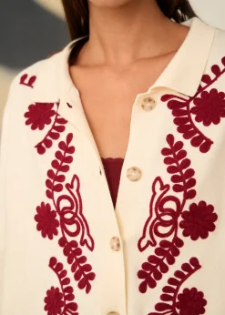 Discount Motus Boutique Gilet Livia EcruBordeaux-GilietLivia