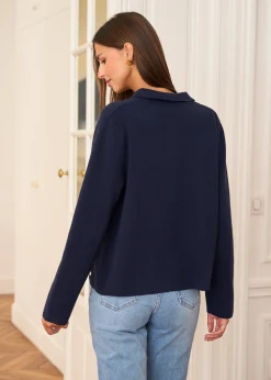 Outlet Motus Boutique Gilet Livia MarineEcru-GilietLivia