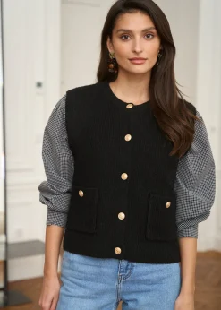 Outlet Motus Boutique Gilet Léon Noir-GiletLéon