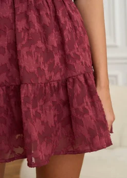 New Motus Boutique Jupe Lou FleuriFondBordeaux-JupeLou