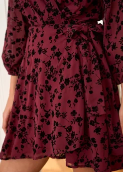 Fashion Motus Boutique Robe Mila FleuriBordeauxNoir-RobeMila