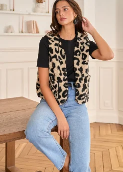 Discount Motus Boutique Veste Harris LéopardNoirBeige-GiletHarris